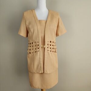 Vintage Suit Set Womens 10 Petite Dress Jacket Tailored Office Wedding Party 90s